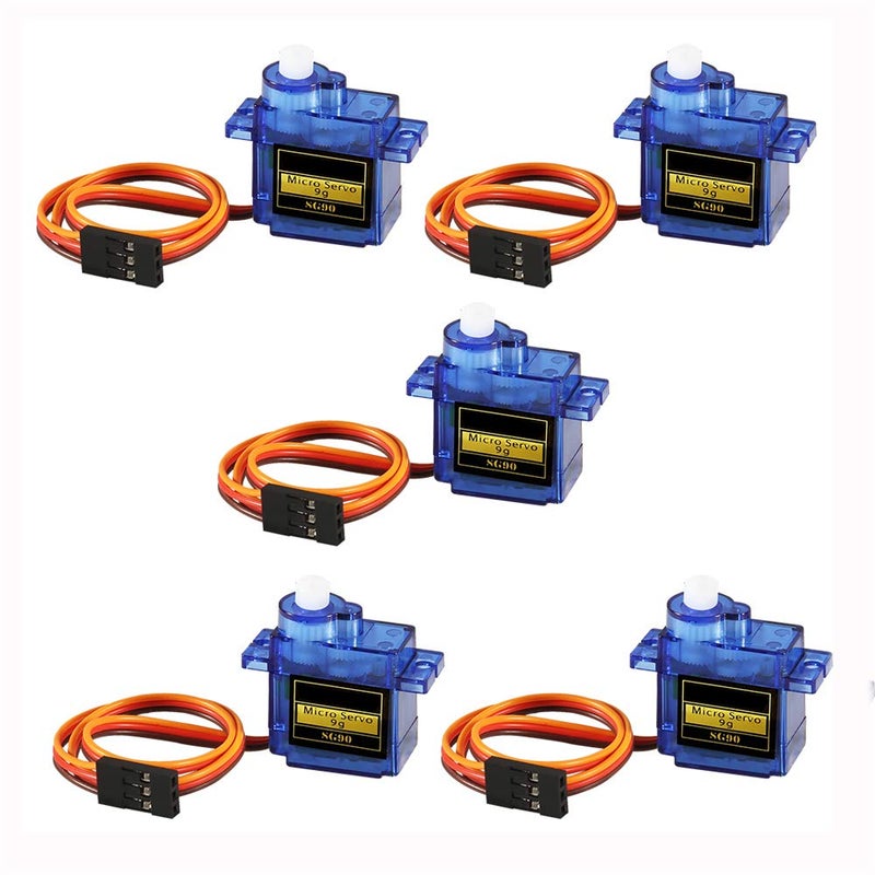 Dorhea 5 Pcs SG90 Micro Servo Motor Mini Servo SG90 9g Servo Kit Compatible with RC Helicopter Airplane Car Boat Robot Arm/Hand/Walking/Servo Door Lock Control - Image 1